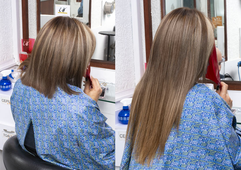 extenciones de cabello cien porciento natural con color